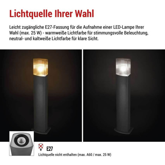 Emos LED Wegeleuchte Lana IP54 Anthrazit Aluminium 15x13cm ZGL0C0P
