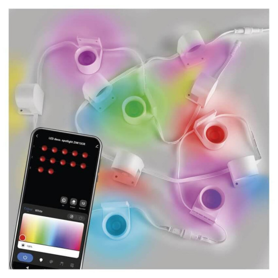 Emos LED Leuchtenset RGBIC 12-teilig 7W CCT warm-/tageslichtweiss 3000K/6500K dimmbar WiFi Weiß 255cm ZIW15CR