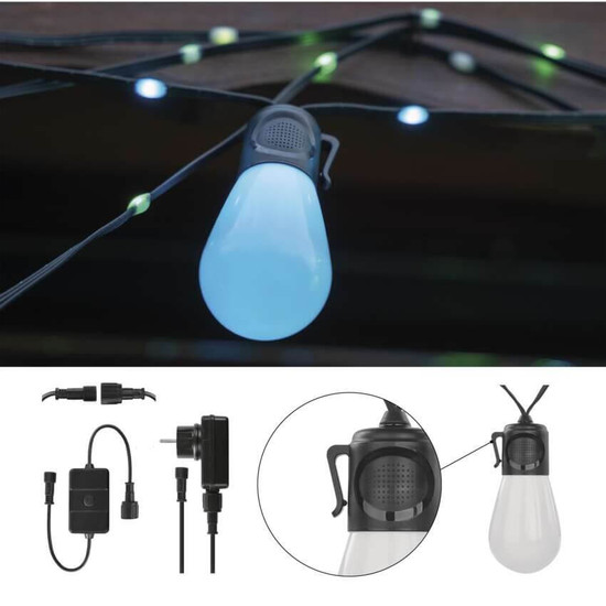 Emos LED Lichterkette GoSmart Party RGBIC 12W WiFi IP65 Schwarz ZIW17FR