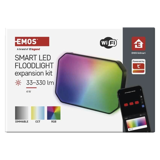 Emos LED Außenstrahler Set GoSmart Erweiterungsset RGBIC 4W CCT warm-/tageslichtweiss 3000K/6500K dimmbar WiFi IP65 Schwarz ZIW181R