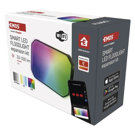 Emos LED Außenstrahler Set GoSmart Erweiterungsset RGBIC 4W CCT warm-/tageslichtweiss 3000K/6500K dimmbar WiFi IP65 Schwarz ZIW181R