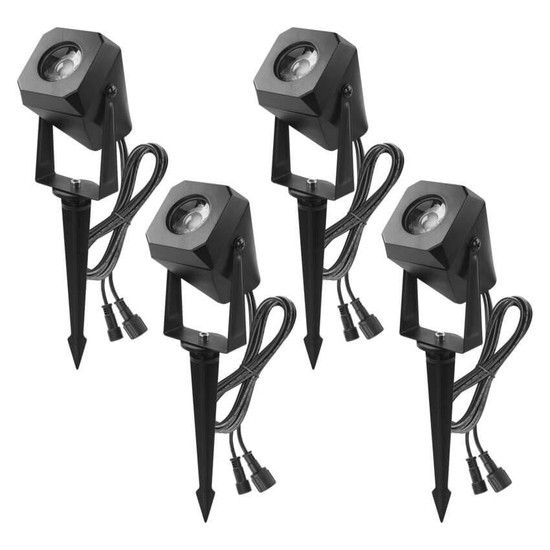 Emos LED Außenstrahler Set GoSmart Starter-Set RGBIC 4-teilig 7W CCT warm-/tageslichtweiss 3000K/6500K dimmbar WiFi IP65 Schwarz ZIW194R