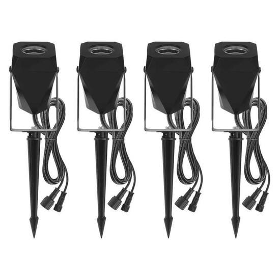 Emos LED Außenstrahler Set GoSmart Starter-Set RGBIC 4-teilig 7W CCT warm-/tageslichtweiss 3000K/6500K dimmbar WiFi IP65 Schwarz ZIW194R