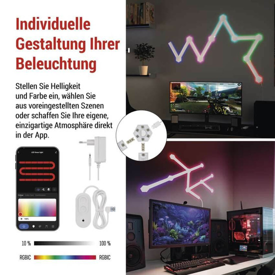 Emos LED Leuchtenset GoSmart Lines RGBIC 9-teilig 34W dimmbar WiFi Weiß ZIW249R