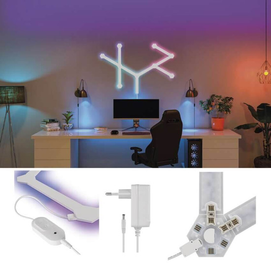 Emos LED Leuchtenset GoSmart Lines RGBIC 9-teilig 34W dimmbar WiFi Weiß ZIW249R