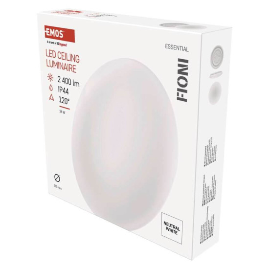 Emos LED Deckenleuchte Fioni 24W neutralweiss 4000K IP44 Weiß Stahl Ø39cm ZM1122