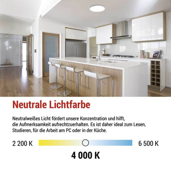 Emos LED Anbauleuchte, Deckenleuchte Flori 22W neutralweiss 4000K Weiß Ø42cm ZM1401