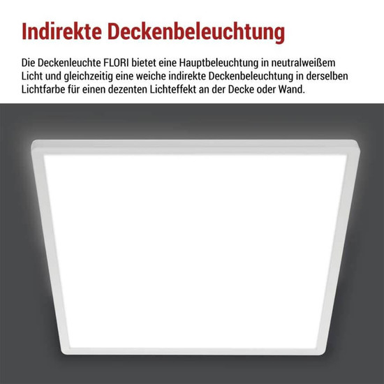 Emos LED Anbauleuchte, Deckenleuchte Flori 22W neutralweiss 4000K Weiß 42x42cm ZM1403