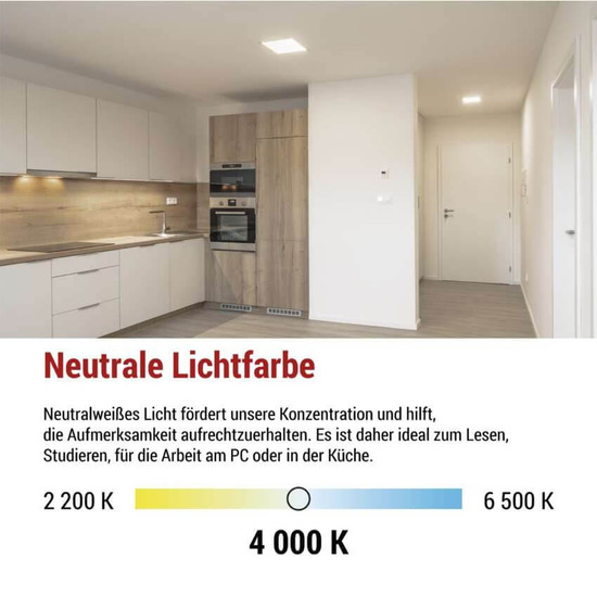 Emos LED Anbauleuchte, Deckenleuchte Flori 22W neutralweiss 4000K Weiß 42x42cm ZM1403
