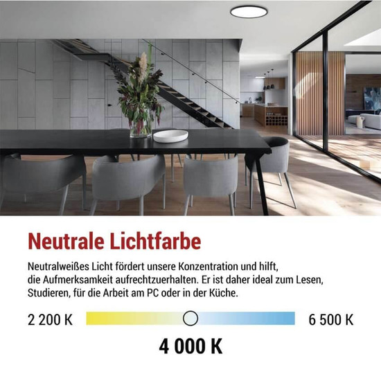 Emos LED Anbauleuchte, Deckenleuchte Flori 18W neutralweiss 4000K Schwarz Ø29cm ZM1404