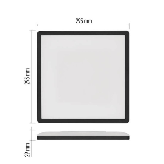 Emos LED Anbauleuchte, Deckenleuchte Flori 18W neutralweiss 4000K Schwarz 29x29cm ZM1406