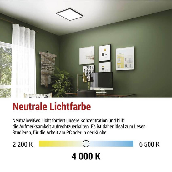Emos LED Anbauleuchte, Deckenleuchte Flori 22W neutralweiss 4000K Schwarz 42x42cm ZM1407