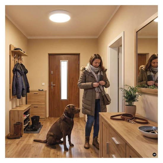 Emos LED Deckenleuchte Fleri 20W einstellbar CCT warm-/neutral-/tageslichtweiss 3000K/4000K/6500K Bewegungsmelder IP65 Weiß Ø30cm ZM3012