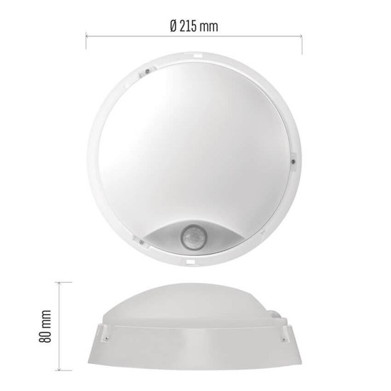 Emos LED Wandleuchte Zuri 14W warmweiss 3000K Bewegungsmelder IP54 Schwarz Weiß Ø21,5cm ZM3131