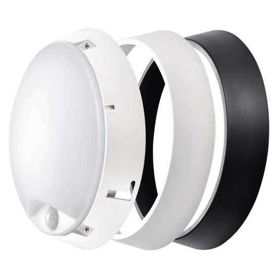 Emos LED Wandleuchte Zuri 14W neutralweiss 4000K Bewegungsmelder IP54 Schwarz Weiß Ø21,5cm ZM3231