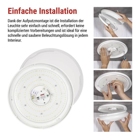Emos LED Deckenleuchte Tivi 8,6W neutralweiss 4000K Bewegungsmelder IP44 Weiß Stahl Ø32,5cm ZM3406M