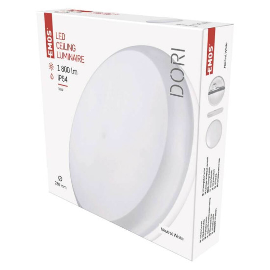 Emos LED Deckenleuchte Dori 18W neutralweiss 4000K IP54 Weiß 28x28cm ZM4311