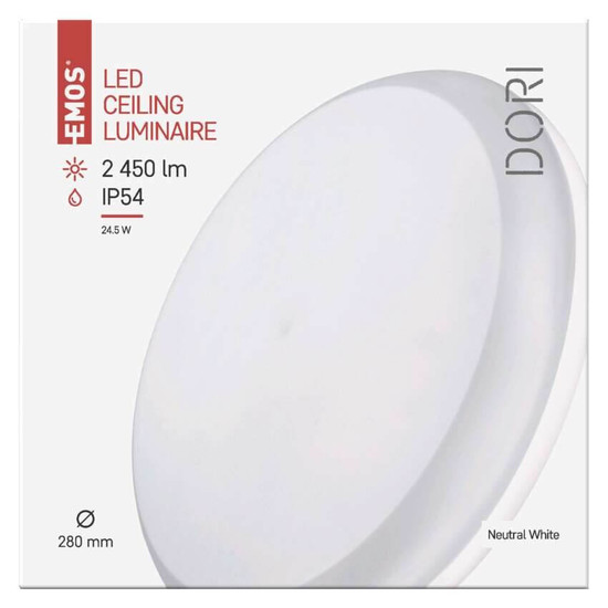 Emos LED Deckenleuchte Dori 24,5W neutralweiss 4000K IP54 Weiß Ø28cm ZM4312