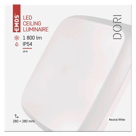 Emos LED Deckenleuchte Dori 18W neutralweiss 4000K IP54 Weiß 28x28cm ZM4313