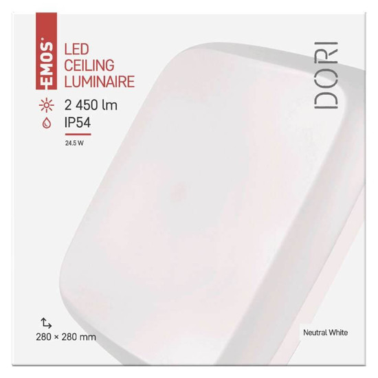 Emos LED Deckenleuchte Dori 24,5W neutralweiss 4000K IP54 Weiß 28x28cm ZM4314