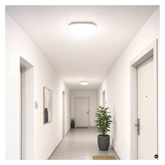 Emos LED Deckenleuchte Dori Evo 24W einstellbar neutralweiss 4000K IP65 Weiß 28x28cm ZM4316