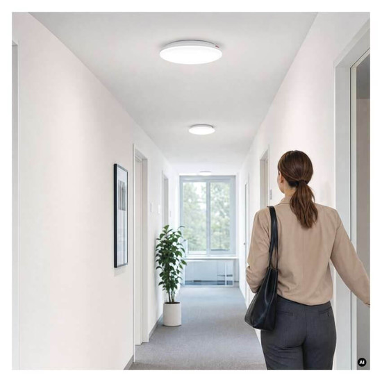 Emos LED Deckenleuchte Dori Evo 24W einstellbar neutralweiss 4000K Bewegungsmelder IP65 Weiß Ø28cm ZM4317