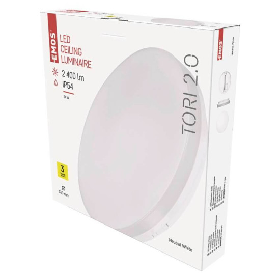 Emos LED Deckenleuchte Tori 24W neutralweiss 4000K IP54 Weiß Ø33cm ZM4322