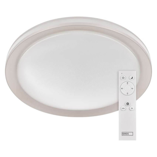 Emos LED Deckenleuchte Sabi 30W CCT warm-/tageslichtweiss 2700K/6500K dimmbar Fernbedienung Weiß Stahl 40cm ZM5111