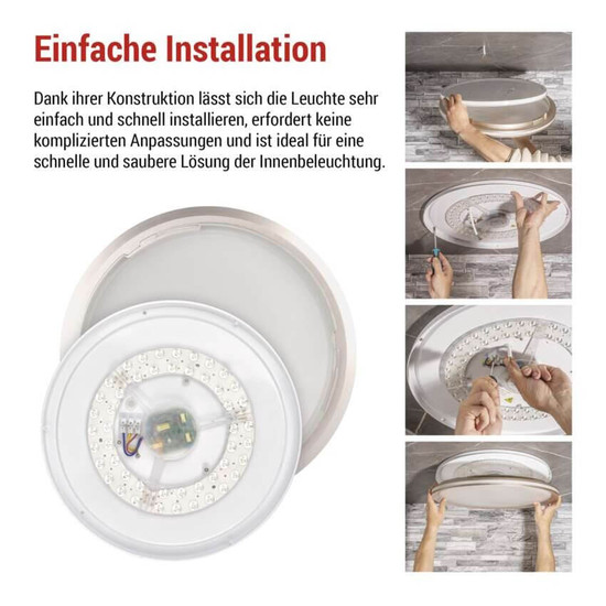 Emos LED Deckenleuchte Sabi 30W CCT warm-/tageslichtweiss 2700K/6500K dimmbar Fernbedienung Weiß Stahl 40cm ZM5111