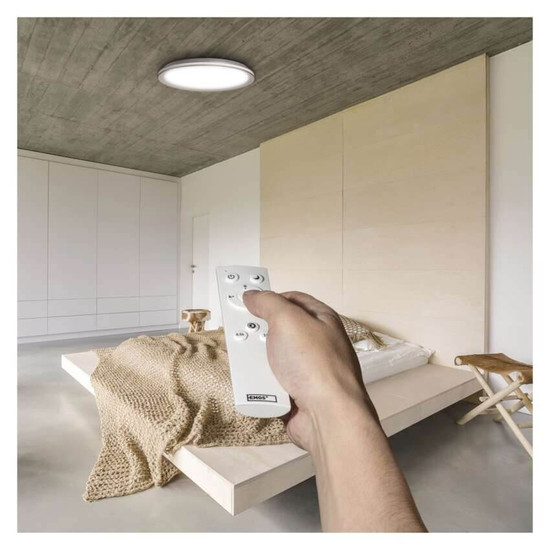 Emos LED Deckenleuchte Sabi 30W CCT warm-/tageslichtweiss 2700K/6500K dimmbar Fernbedienung Weiß Stahl 40cm ZM5111