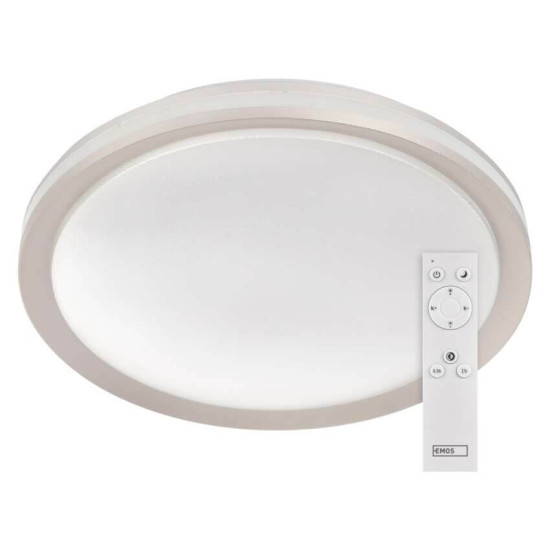 Emos LED Deckenleuchte Sabi 45W CCT warm-/tageslichtweiss 2700K/6500K dimmbar Fernbedienung Weiß Stahl 50cm ZM5112