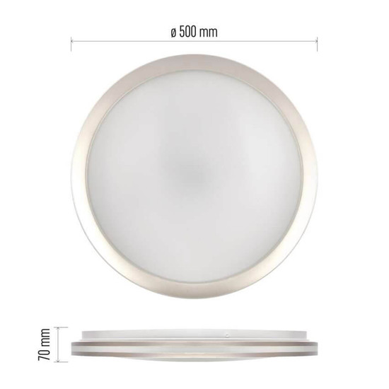 Emos LED Deckenleuchte Sabi 45W CCT warm-/tageslichtweiss 2700K/6500K dimmbar Fernbedienung Weiß Stahl 50cm ZM5112