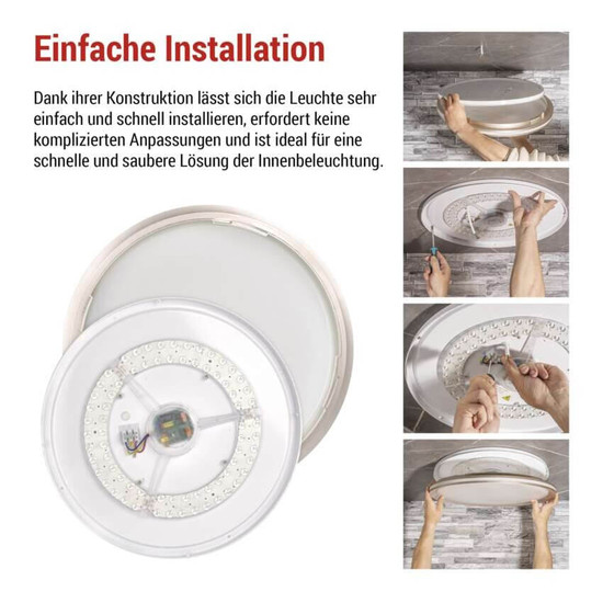 Emos LED Deckenleuchte Sabi 45W CCT warm-/tageslichtweiss 2700K/6500K dimmbar Fernbedienung Weiß Stahl 50cm ZM5112