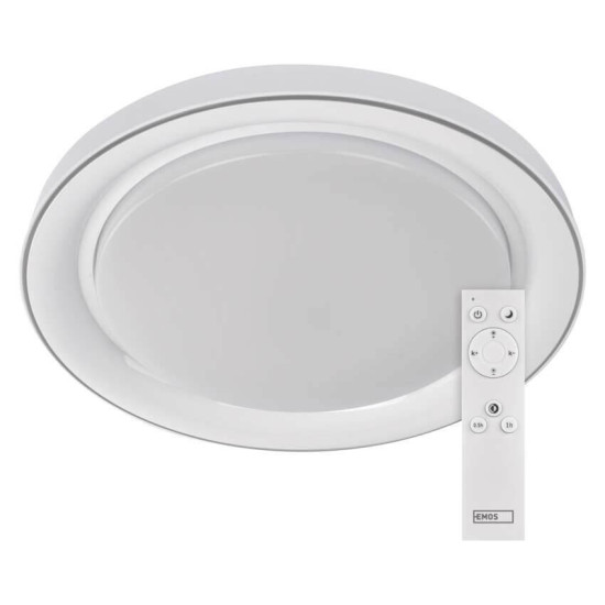 Emos LED Deckenleuchte Remi 45W CCT warm-/tageslichtweiss 2700K/6500K dimmbar Fernbedienung Weiß Stahl 51cm ZM5113