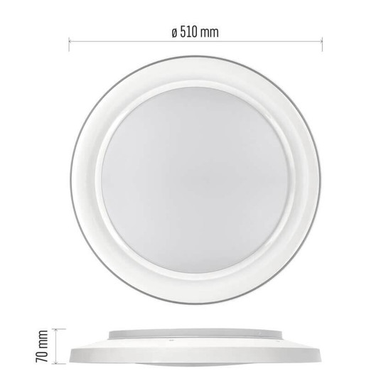 Emos LED Deckenleuchte Remi 45W CCT warm-/tageslichtweiss 2700K/6500K dimmbar Fernbedienung Weiß Stahl 51cm ZM5113