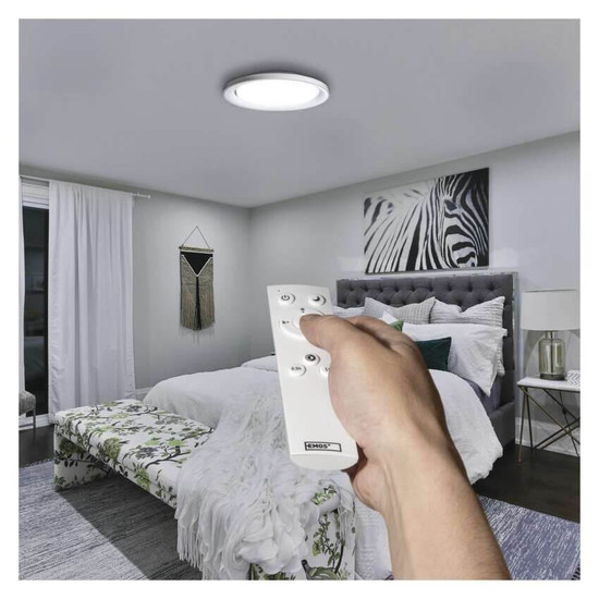 Emos LED Deckenleuchte Remi 45W CCT warm-/tageslichtweiss 2700K/6500K dimmbar Fernbedienung Weiß Stahl 51cm ZM5113