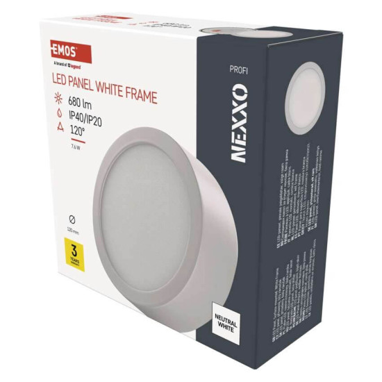 Emos LED Anbauleuchte, Deckenleuchte Nexxo 7,6W neutralweiss 4000K Weiß Stahl Ø12cm ZM5125