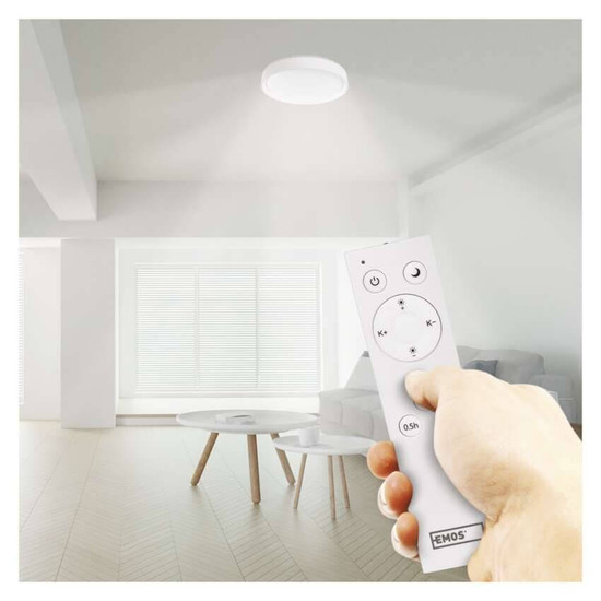 Emos LED Deckenleuchte GoSmart 45W CCT warm-/tageslichtweiss 2700K/6500K dimmbar Fernbedienung WiFi Weiß Stahl Ø50cm ZM5192