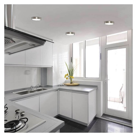 Emos LED Anbauleuchte, Deckenleuchte Nexxo 12,5W CCT warm-/neutralweiss 3000K/3500K/4000K Nickel poliert Stahl Ø17cm ZM5233