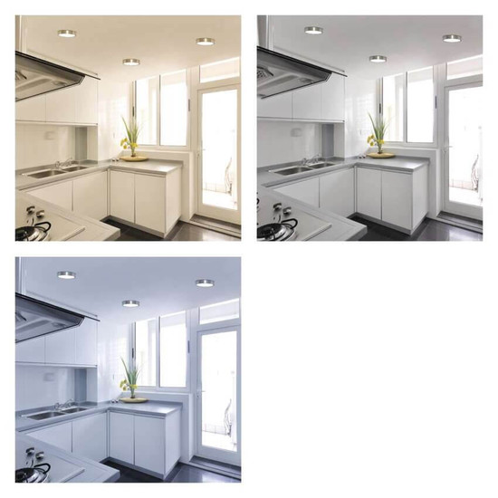 Emos LED Anbauleuchte, Deckenleuchte Nexxo 12,5W CCT warm-/neutralweiss 3000K/3500K/4000K Nickel poliert Stahl Ø17cm ZM5233