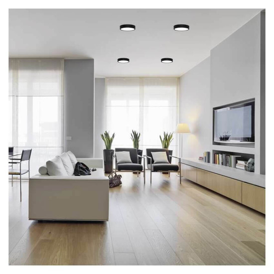 Emos LED Anbauleuchte, Deckenleuchte Nexxo 12,5W CCT warm-/neutralweiss 3000K/3500K/4000K Schwarz Stahl Ø17cm ZM5333