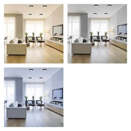 Emos LED Anbauleuchte, Deckenleuchte Nexxo 12,5W CCT warm-/neutralweiss 3000K/3500K/4000K Schwarz Stahl Ø17cm ZM5333
