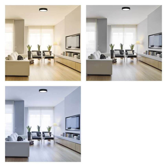 Emos LED Anbauleuchte, Deckenleuchte Nexxo 21W CCT warm-/neutralweiss 3000K/3500K/4000K Schwarz Stahl Ø22,5cm ZM5343