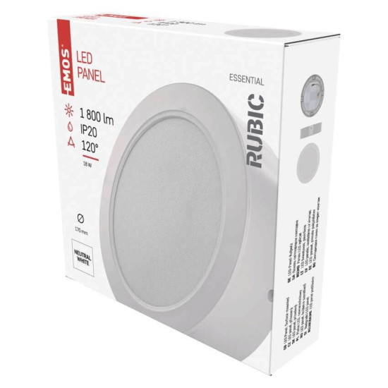Emos LED Panel Rubic 18W neutralweiss 4000K Weiß Ø17cm ZM5442