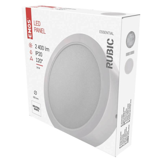 Emos LED Panel Rubic 24W neutralweiss 4000K Weiß Ø22cm ZM5452