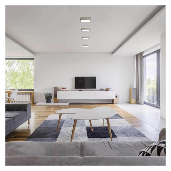 Emos LED Anbauleuchte, Deckenleuchte Nexxo 12,5W CCT warm-/neutralweiss 3000K/3500K/4000K Nickel poliert Stahl 17x17cm ZM6233