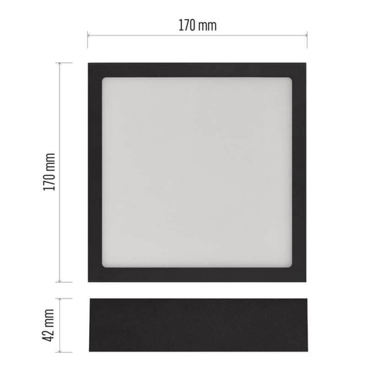 Emos LED Anbauleuchte, Deckenleuchte Nexxo 12,5W CCT warm-/neutralweiss 3000K/3500K/4000K Schwarz Stahl 17x17cm ZM6333