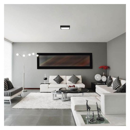 Emos LED Anbauleuchte, Deckenleuchte Nexxo 21W CCT warm-/neutralweiss 3000K/3500K/4000K Schwarz Stahl 22,5x22,5cm ZM6343