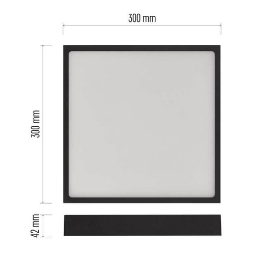 Emos LED Anbauleuchte, Deckenleuchte Nexxo 28,5W CCT warm-/neutralweiss 3000K/3500K/4000K Schwarz Stahl 30x30cm ZM6353