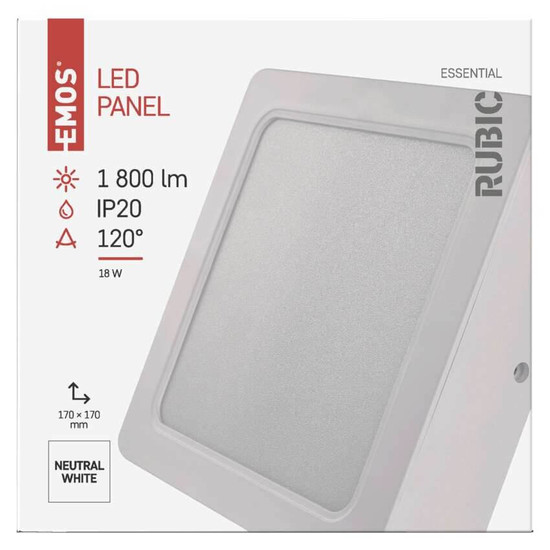 Emos LED Panel Rubic 18W neutralweiss 4000K Weiß 17x17cm ZM6442